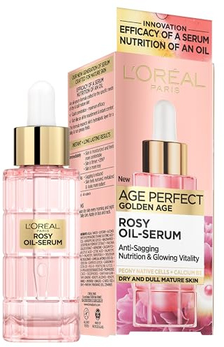 L'Oreal Paris Age Perfect Golden Age Rosy Oil Face Serum, Infused with Peony Cells, Visibly Boosts Skin Radiance & Brightens Complexion for a Healthy Glow, 30ml