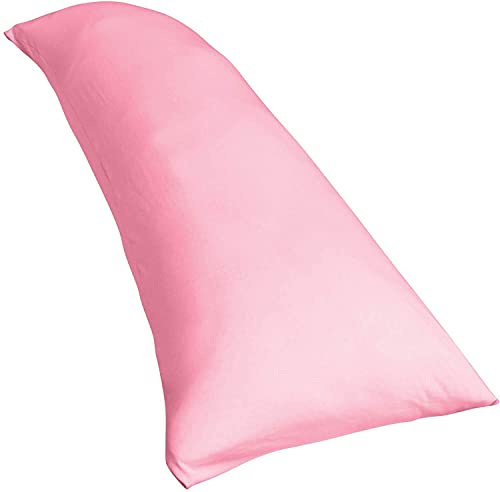 Traumreiter Seitenschläferkissen mit Bezug Baumwolle, orthopädisches Memory Foam Kissen Visco für Seitenschläfer, ca. 140x40 langes Lagerungskissen Erwachsene Side Sleeper Body Pillow (Altrosa)