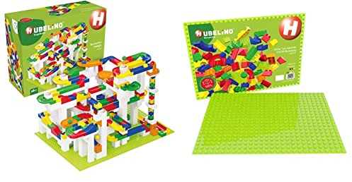 Hubelino: Mega Kugelbahn (585-teilig), 420633 & Hubelino GmbH 20x28 Noppen Grundplatte, Grün