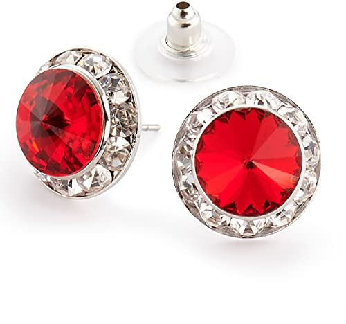 Star Light Crystal Jewelry | Colorful Rhinestone Pierced Earrings for Dance, Pageant, Prom, Performance, Wedding or Special Event Light Siam 15mm