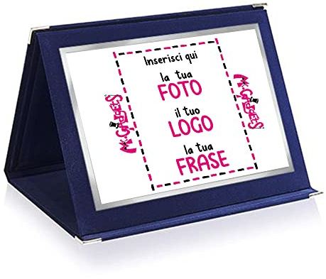 Targa in Velluto Personalizzabile da Tavolo – Porta Nome Elegante con Foto, Logo e Frase – Disponibile in Velluto Rosso, Blu e Verdone – Idea Regalo Ufficio e Attività Commerciali