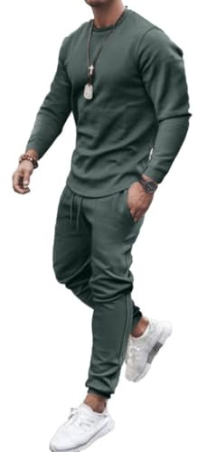 Osheoiso Trainingsanzüge für Herren Sportanzug Langarm 2 Teiliges Jogginganzug Freizeitanzug T-Shirt + Hose Lang mit Tasche Workout Outfit Sport Set Casual Leicht Sporthose