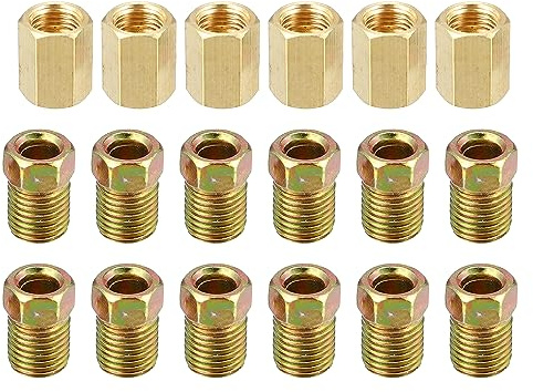 X AUTOHAUX 1 Set Brake Line Fittings Assortment for 3/16 Brake Line Tube with 6 Unions 12 Nuts