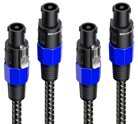 Cable Matters 2-Pack Premium Braided 12 AWG Speaker Cable 0.9m | Speakon to Speakon Cable, Compatible with Speakon NL4FC Port