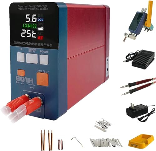 CHRISK Saldatrice a Batteria, saldatrice a Punti a impulsi 801H, saldatrice a Batteria per accumulo di energia Industriale da 19,8 Kw, Saldatura a Mano Fai-da-Te con Batteria al Litio