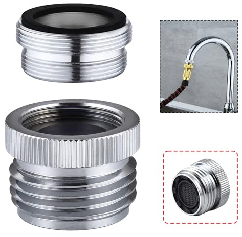 SNUTUYA Faucet Adapter with Aerator, Sink Faucet to Garden Hose Adapter, Faucet Adapter to Garden Hose for Kitchen and Bathroom, hose attachment to sink，3/4 GHT Thread Chrome.