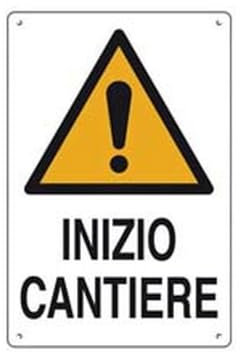10PZ CARTELLO INIZIO CANTIERE - cm.40x60h. in plastica