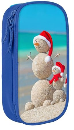 Federmäppchen mit großem Fassungsvermögen und Reißverschlussfach, Stifteetui, Organizer, langlebig, große Schreibwaren-Aufbewahrung, Bleistifttasche/Weihnachtsmütze von The Sea, blau, Einheitsgröße,