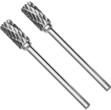 2 PCS Carbide Die Grinder Bits, High Speed Tungsten Carbide Steel Double Cut Rotary Burr Drill Bit Cylindrical File Tool Accessories for Plastic Wood Metal Steel Grinding Engraving Polishing