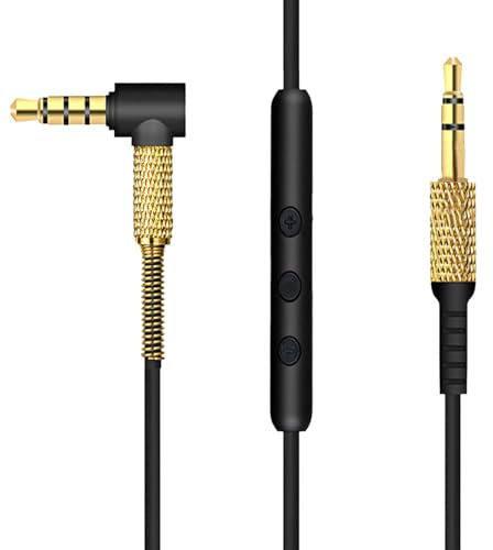 MICMXMO Câble audio de rechange compatible avec casque Marshall Major 1 Major 2 Major 3, prise 3,5 mm, câble de contrôle du volume avec microphone et contrôle du volume pour smartphone, 1,25 m, noir