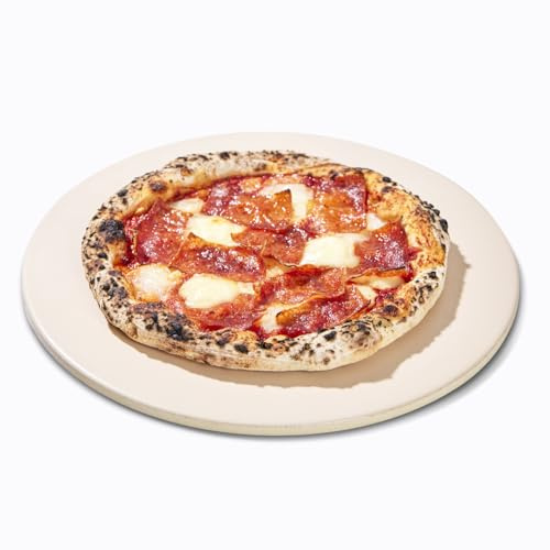 ROCKSHEAT 32.0cm x 1.0cm Beschichtung Pizzastein, Cordierit & Keramik Runde Pizzasteine für Backofen Grill BBQ, Lebensmittelqualität Backstein für Pizza und Brot, Outdoor Pizza Zubehör zum Grillen