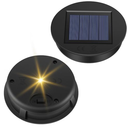 Apritsce Solarleuchten Ersatzteile, 2 Stück Solar Ersatzdeckel 8cm, Solarleuchten Ersatz Top Mit LED, Wasserdicht Solar Laterne Ersatzteile Für Solarlaterne, SolarGartenleuchten Und DIY