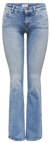 ONLY Jean évasé ONLBLUSH pour Femme, Taille Basse, évasé, Bleu Denim Clair Moyen., XS / 30L