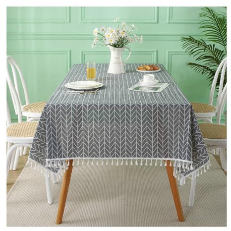 BCughia Tischdecke 130x180 Grau, Tischdecken Waschbar Rechteckig Polyester Pfeile Muster Tischdecke für Esstisch