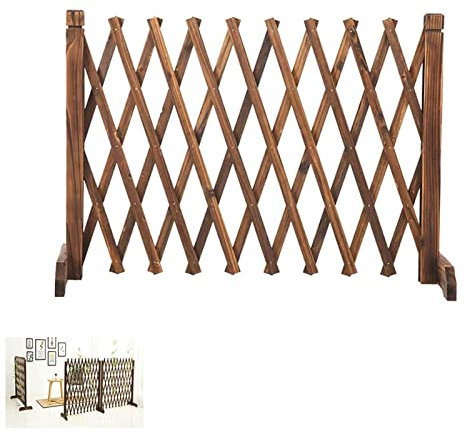 Teleskopzaun - Holzzaun Hofgeländer, Unsichtbarer Zaun für Hunde Gartenzaun, Holzgitterdekoration Innentrennwand, Braun (90 * 160 cm)