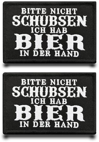 2 StückBitte Nicht Schubsen-Ich Hab Bier In Der HandLustige Patch Abnehmbare Aufnäher mit Stickereiverschluss Taktisch Militär Patch Applikation für Kleidung Rucksäcke Jacke Taschen Weste