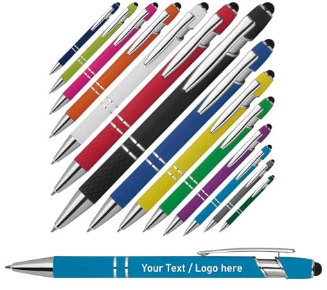 Schmalz® 10 Stück Aluminium Touchpen Kugelschreiber mit Gravur Eddy - personalisiert mit großer Auswahl an Farben - Kugelschreiber als personalisierte Geschenke mit Wunschtext & Logo (10)