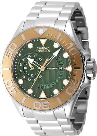 Invicta Grand Diver 47544 Herren Uhr - Wasserdicht - Analog - Automatikuhr - Edelstahl mit grünen zifferblat - 52mm