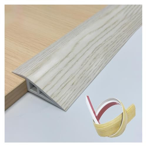 Übergangsprofil Selbstklebend, PVC Bodenübergangsstreifen, 100cm Übergangsleiste Höhenausgleich, Vinyl Abschlussprofil Bödenleiste, Übergangsschiene Ohne Bohren(White Oak,5 * 100cm)