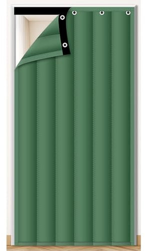 Thermo Türvorhang, Thermovorhang Tür Winter, Tür Vorhang Thermo, Verdickt, Winddicht, Schalldicht und Verschleißfest, Wärmedämmung, Geeignet für Den Privaten und Gewerblichen Gebrauch(Green,80*200cm/3