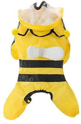 Windmilne Hunderegenmantel in Tierform für den Außenbereich, Regenmantel für vierbeinige Haustiere, kleine Hunde, Teddy-Haustierbekleidung (Biene, XS)