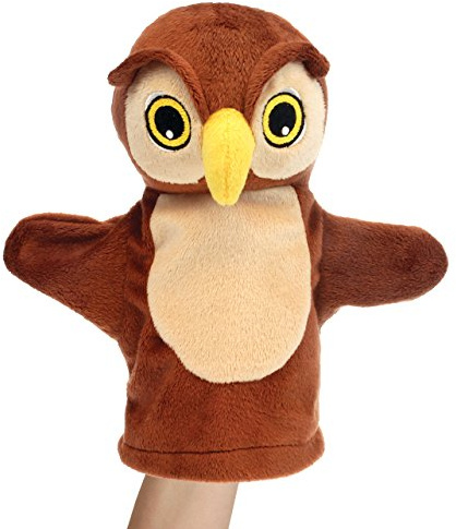 alles-meine.de GmbH Handpuppe - Eule - mit gestickten Augen - Uhu Kuckuck Vogel Tier Wald - Waldtier Handspielpuppe Kasperlfigur - Handpuppen für Kinder Plüscheule Eulen