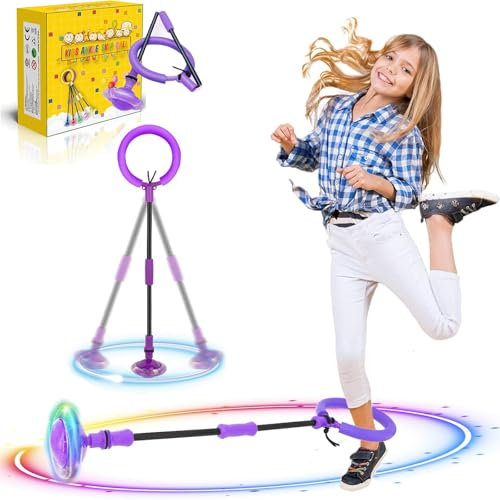 BaXing Kinder Blinkender Springring, Sport Sprungball，Faltbarer Flash Jumping Ball,Geeignet Für Geschicklichkeitsspiele Für Kinder Oder Erwachsene Jungen Mädchen 5-13 Jahre Ostern Geschenke (Lila)