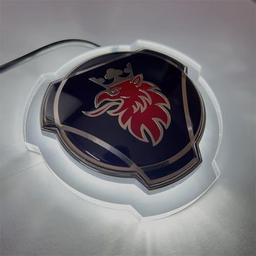 Scania Emblem Set für Auto LKW Frontgrill Motorhaube - Blau Silber mit 24V LED Beleuchtung - Zubehör Lichtleiste (Weiße Beleuchtung)
