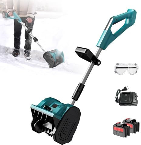 MBBTAG Souffleuse à Neige électrique, Fraise à Neige sans Fil pour Batterie 20 V, Longueur réglable, Elle de déneigement alimentée par Batterie, Pelle a Neige électrique, Léger et Portable