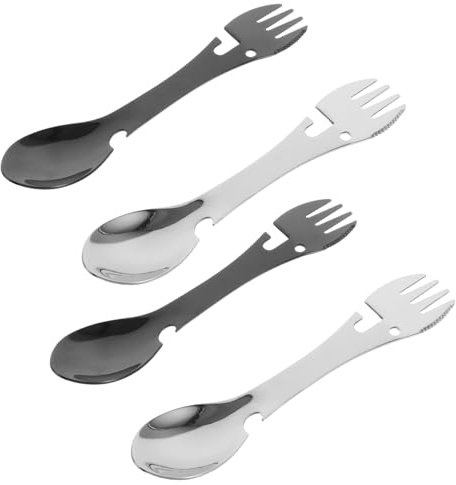 ARTSEWPLY 4stücke Teiliges Tragbares Edelstahl-geschirr Löffel Gabel Messer Und Flaschenöffner Für Camping Und Reisen