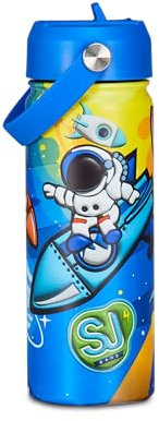 SJ GANG STYLE JAM GANG Borraccia Termica in Acciao Inox, Blu Giallo, 0,5 L, Borraccia Scuola e Tempo Libero, Bambino