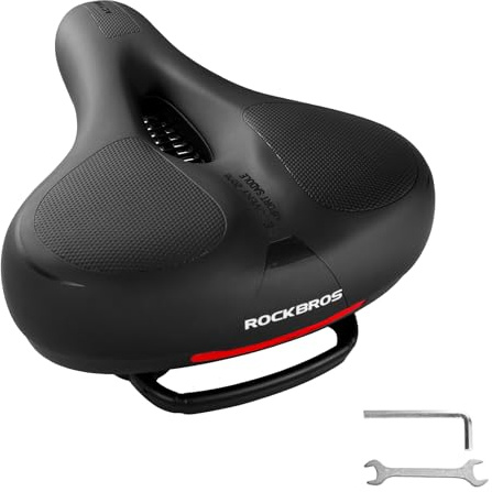 ROCKBROS Fahrradsattel Bequem Gelsattel Herren Damen Ergonomischer Breiter Fahrradsitz Weich Memory Foam MTB Rennrad 26 * 22cm Atmungsaktiv Wasserdicht,Schwarz
