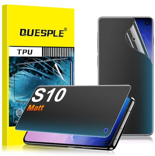 QUESPLE [2 Stück] Matt Privacy Schutzfolie für Samsung Galaxy S10, 28° Anti Spähen Matte Blendschutz Sichtschutz, Fingerabdruck-ID Unterstützen Weich TPU Displayschutzfolie Anti-Spy Folie﻿
