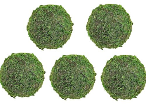 Moss Balls, 6 cm Decorative Moss Balls, Green Dried Moss Spheres Ball, Greenery Balls Faux Mossy Decor Balls, DIY Hanging Decorative Balls Bowl Fillers for Centerpiece Party (5pcs)