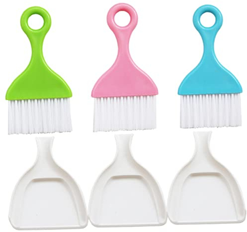 LOEFLIFA Reusable Desktop Brush 3pcs Plastic Cleaning Brush for Dust Crumbs and Debris Multi-Function Wear-Resistant Dustpan Set for Home Office Desk