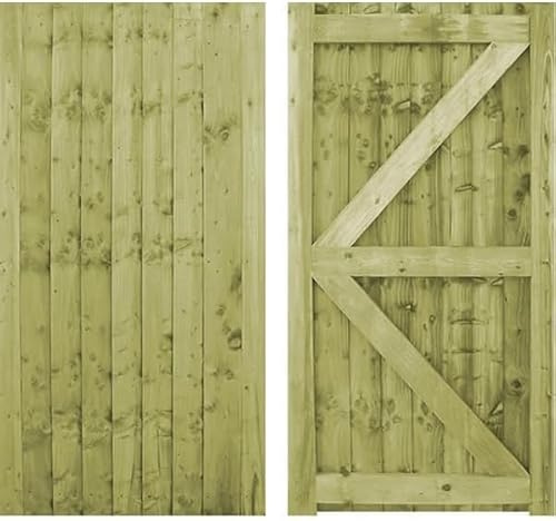 Wooden Featheredge Garden Gate, Pressure Treated, 180cm High x 60cm Wide x 4.5cm Deep, Brown, Contemporary Garden Style, Wood Material (180cm High x 60cm Wide x 4.5cm Deep)