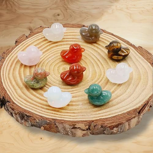 10pcs 1.1 Duck Statue Natural Stones Crystals Carved Ducks Figurine Home Decor