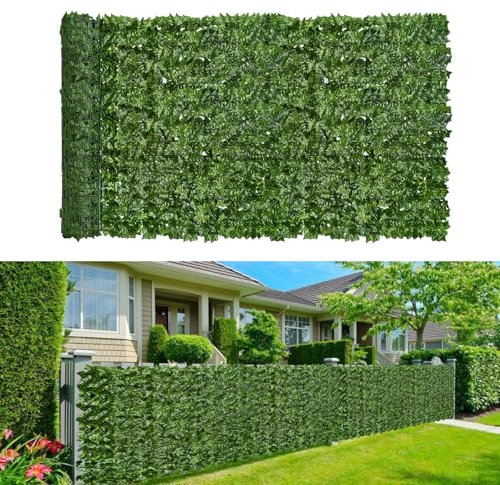 DASJD Haie Artificielle de Feuilles Lierre, Clôture Brise Vue Jardin en Rouleau, Anti-UV écran de Confidentialité pour Balcon Cour Arrière Patio Exterieur,B,1x2m