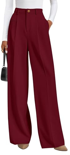 PRETTYGARDEN Womens Wide Leg Dress Pants 2026 Business Casual Flowy Work Palazzo Pants High Waisted Slacks Trousers (Burgundy,XX-Large)