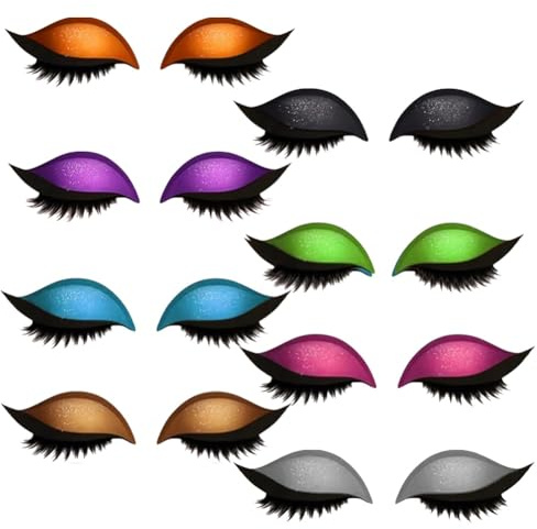 ECBLI Lazy Eye Shadow Wimpernpatch, Lazy Eyelash Stickers, 7 Paar Glitzer-Lidschatten-Aufkleber Mit Wimpern, Einfach Aufzutragender Lidschatten Und Wimpern in Einem, Kein Kleber Nötig(8 Pairs)