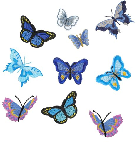 LIQWEI 10 Stück Schmetterling Patches zum Aufbügeln, Bügelflicken Set | Aufbügeln Schmetterling Patches Aufnäher Patch Sticker Geeignet für Kinder DIY T-Shirt Jeans Kleidung Taschen Flicken Pat