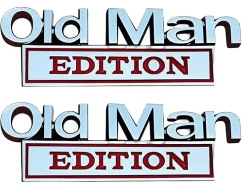 2PCS Old Man Edition Car Stickers Car Emblem 3D Metal Sticker Badge Old Man Edition Car Stickers Emblem Metal Badge Bumper Decals for Car, Truck, SUV