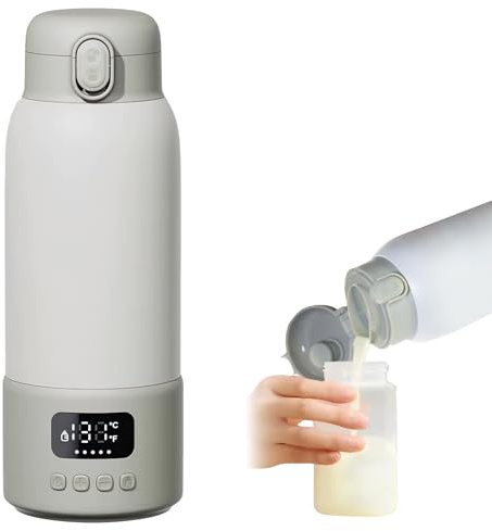 Mobiler Flaschenwärmer Baby, 16000mAh Akku 3 Stufen Halten für Muttermilch Tragbarer Milchwärmer Unterwegs mit USB C Schnellladung 500ml Edelstahl Thermobecher milchwärmer baby unterwegs