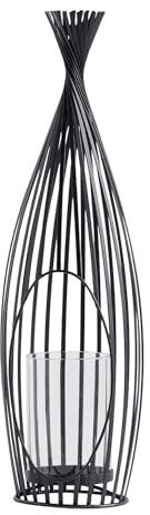 home&you - Laterne Bundlis, Laterne Draußen, Terrasse, Windlicht, Kerzenhalter aus Metall Glas, Deko für Haus und Garten, 51x16x15cm - Schwarz