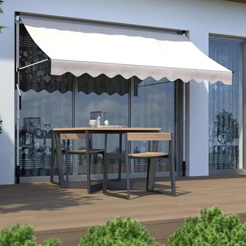 Auvent de jardin réglable de 3,5 m sur pied pour balcon, terrasse et pavillon – Manivelle avec hauteur et angle réglables, blanc, parfait pour la relaxation en plein air