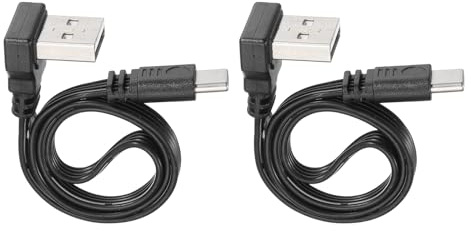 sourcing map 90 Degree USB A to USB C Cable 11.8 Inch UP&Down Angle USB A to USB C Cable Silicone 480Mbps Speed Type-C Flat Cables for Phone Tablet Laptop Car Chargers