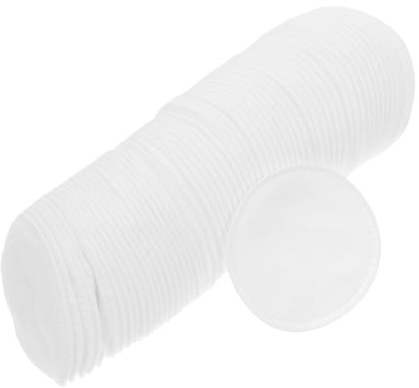 STOBAZA Discos Desmaquillantes de Algodón Puro 100 Unidades, Dobles Caras y Gruesos, Reutilizables y Lavables, Color Blanco, para Limpieza Facial y Cuidado Diario de Piel Sensible