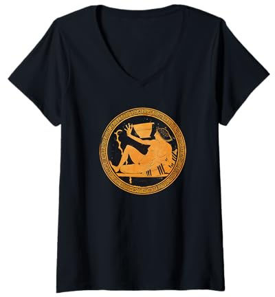 Femme Grenier Rouge Kylix par Onesimos T-Shirt avec Col en V