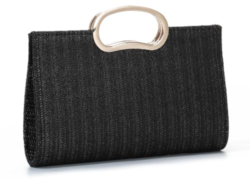 LHHMZ Bolso de mano de paja con asa superior para mujer, bolso de paja de verano, tejido para vacaciones en la playa, viajes, rafia, bolso de hombro 2026