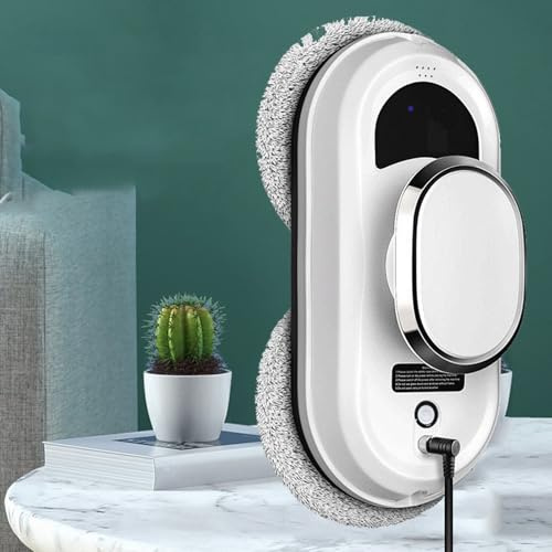Robot Lavavetri Automatico, Robot Lavavetri a Doppio Disco con Rilevamento Dei Bordi, Aspirazione Potente, Lavavetri Elettrico per Vetro, Finestre, Piastrelle